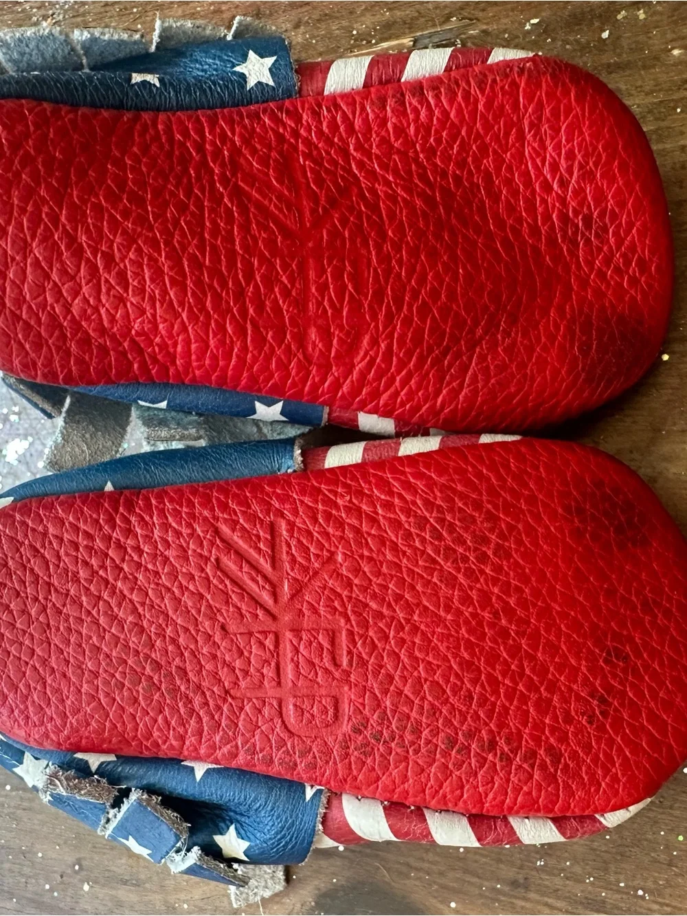 Freshly Picked Kids Moccasins - Blue & Red American Flag